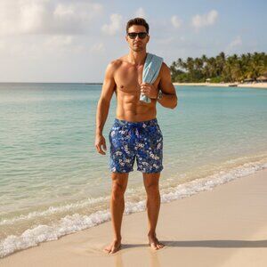 NWT Robert Graham Swim Shorts Hydrocool Moisture Management Multicolor Medium